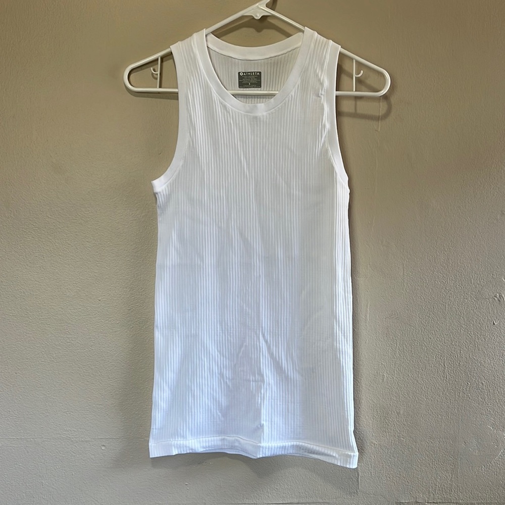 Small White Ribbed Athleta Tank Top - NWOT